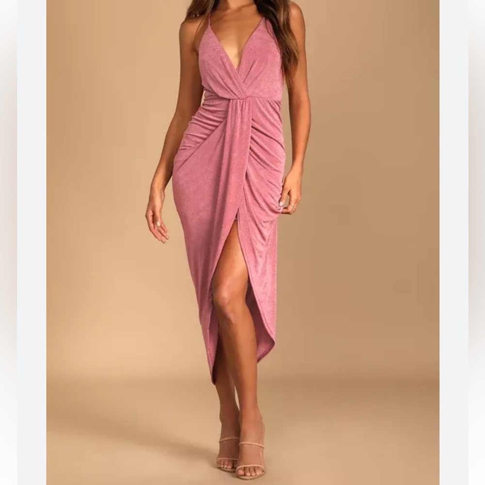 NWT! Lulus Dreamy Date Rose Pink  Midi Dress